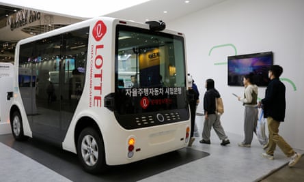 A self-driving vehicle at a climate industry expo in South Korea in May.