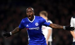 Chelsea v Tottenham Hotspur - Premier League<br>LONDON, ENGLAND - NOVEMBER 26:  Victor Moses of Chelsea celebrates scoring his team's second goal during the Premier League match between Chelsea and Tottenham Hotspur at Stamford Bridge on November 26, 2016 in London, England.  (Photo by Darren Walsh/Chelsea FC via Getty Images)