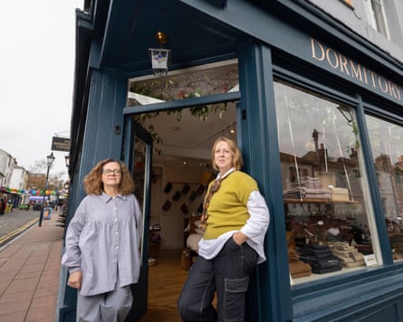 Sue Graham and Cathy Marriott in front of their shop in Brighton