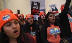 Immigration activists staged a demonstration in an effort to pressure Congress to pass legislation protecting the Dreamers.