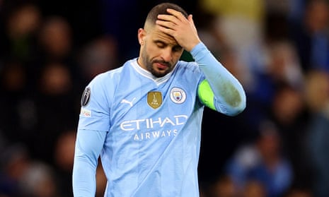 Kyle Walker looks dejected after Manchester City's Champions League exit