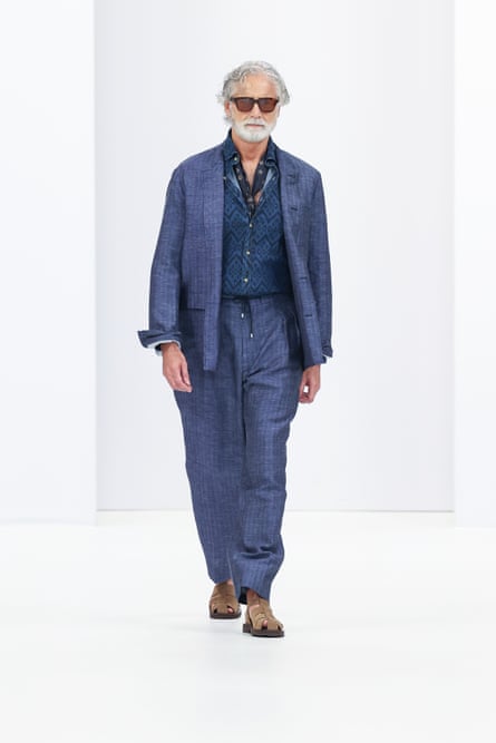 A model walks the runway at the Christian Kimber show at Australian fashion week