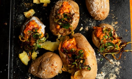 ‘The sauce also makes a superb dressing for pasta’: baked potatoes with ’nduja cream.
