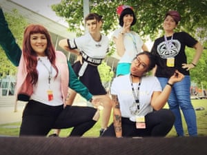 Katie Stegs, Shell Osborne, Lauren Fletcher, Bea Bravo and Kim Allom from Blushbox, at Pax Australia 2017