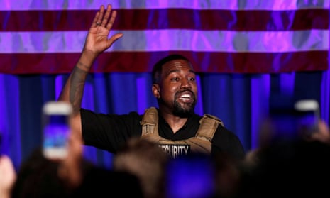 Kanye West, who now goes by Ye, at a rally in support of his previous presidential bid in South Carolina in July 2020.