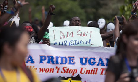 Ugandans take part in LGBT Pride celebrations in Entebbe, Uganda. 