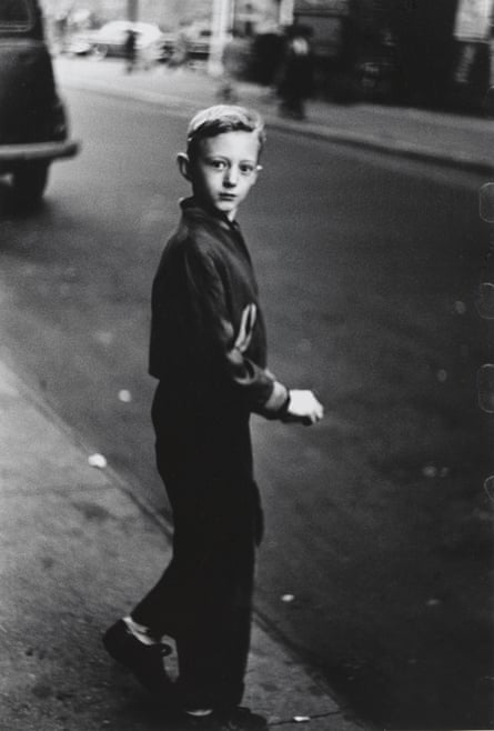 Life spills out of them … Boy stepping off the curb, NYC 1957–58, by Diane Arbus.