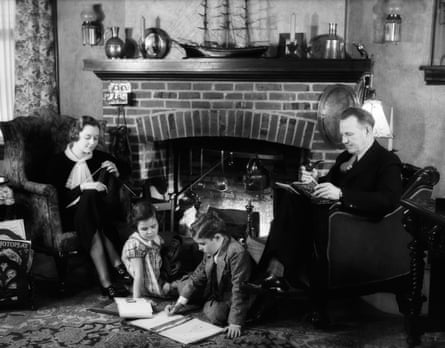 A 1930s family relaxing in their living area