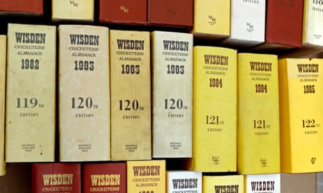Old copies of Wisden Cricketers’ Almanack at a second-hand book stall