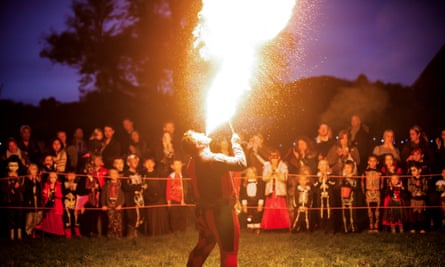 A fire eater at the museum's Halloween spectacular.