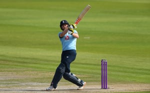 Bairstow hits Cummins for six.