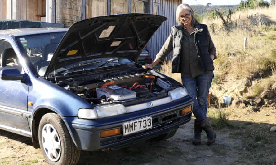 Rosemary Penwarden and her homemade solar-powered car.