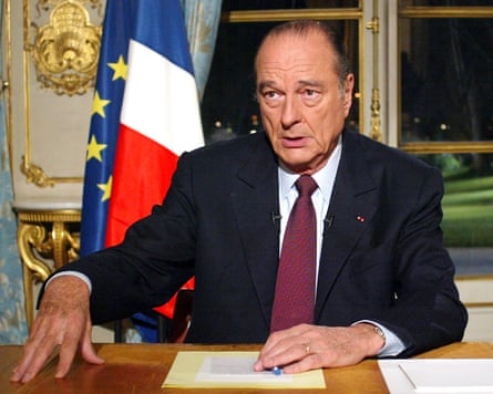 French president Jacques Chirac is seen after a live television interview on French channels
