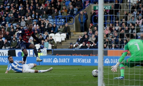 Coventry City's Haji Wright scores their third goal of the game at Huddersfield.