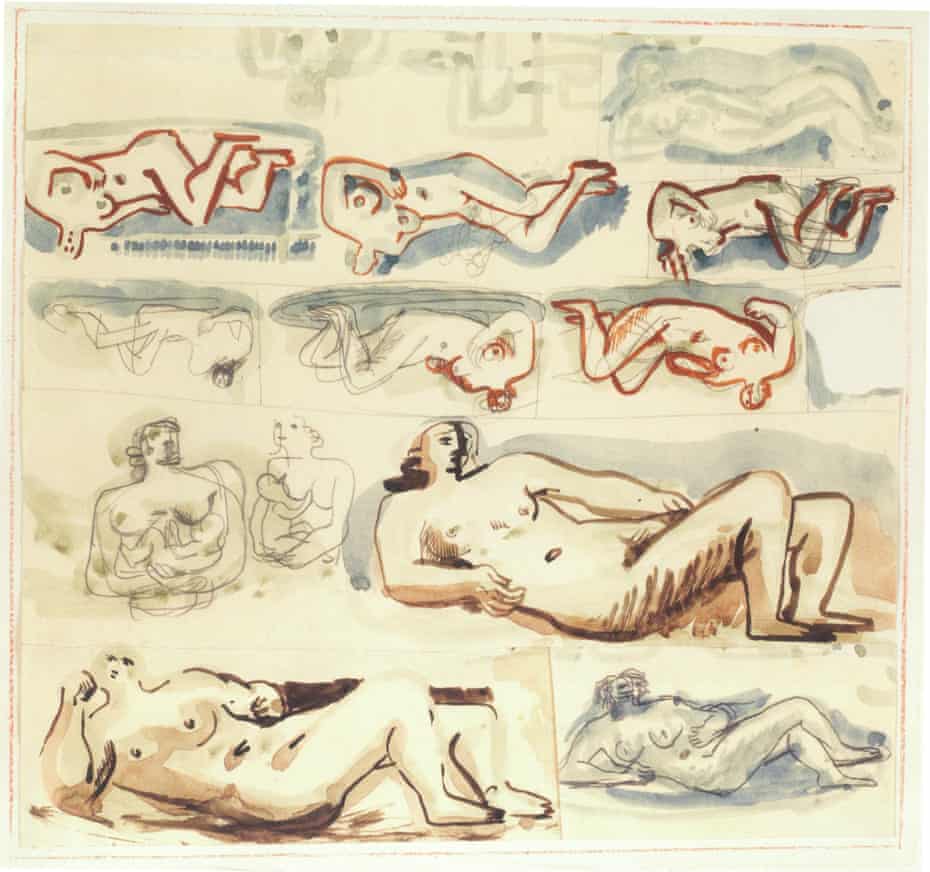 A watercolour sketch by Henry Moore, identified among a Nazi art hoard in the Kunstmuseum in Bern.