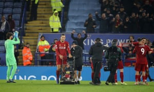 Premier League - Leicester City v Liverpool<br>Soccer Football - Premier League - Leicester City v Liverpool - King Power Stadium, Leicester, Britain - December 26, 2019  Liverpool's Virgil van Dijk with the groundman and a lawnmower after the match      Action Images via Reuters/Carl Recine  EDITORIAL USE ONLY. No use with unauthorized audio, video, data, fixture lists, club/league logos or "live" services. Online in-match use limited to 75 images, no video emulation. No use in betting, games or single club/league/player publications.  Please contact your account representative for further details.