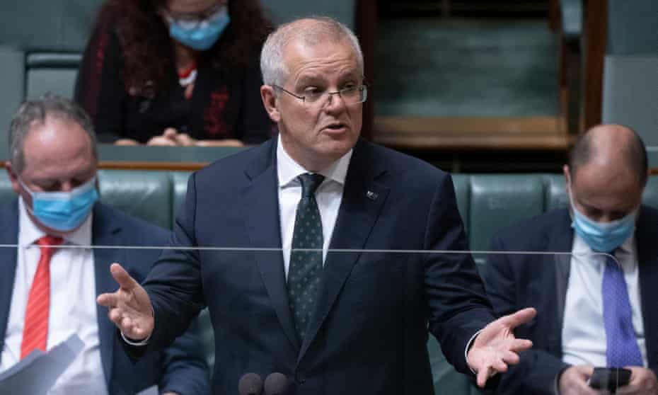 Australian prime minister Scott Morrison during question time