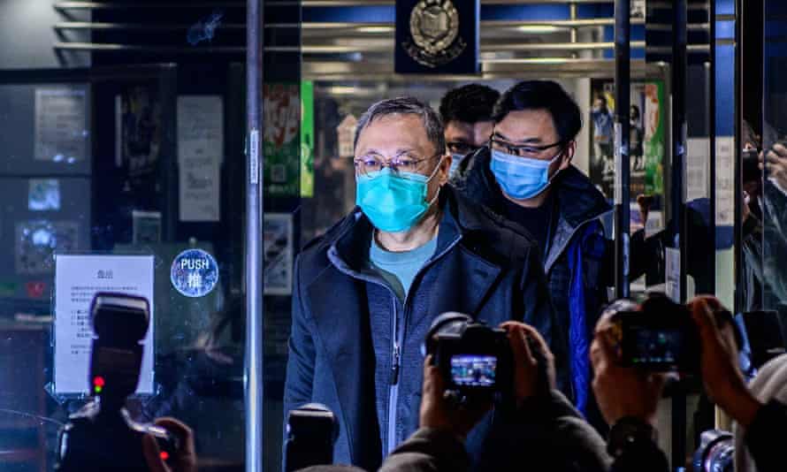 Hong Kong law professor and pro-democracy activist Benny Tai leaves Ma On Shan Police Station after his arrest under the national security law.