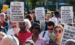 People attending a rally in London last week to show support for the Windrush generation.