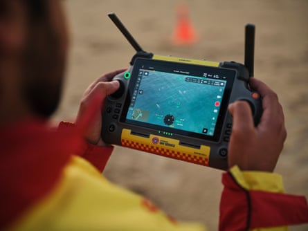 Coogee Shark Drones - Drone operator Taha Kafil-Hussain hovers over swimmers out off Coogee beach to check if there’s anything around them.