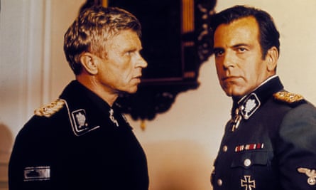 Hardy Krüger with Maximilian Schell in A Bridge Too Far, 1977, in which he portrayed an SS officer. He covered up his costume between takes and said he ‘hated that Nazi uniform’.
