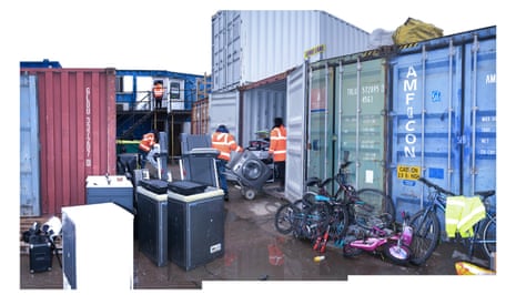 Containers in Sam Osei’s yard in Rainham, UK