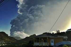 Volcanic ash covers St Vincent – in pictures 7 Ash rises into the air.