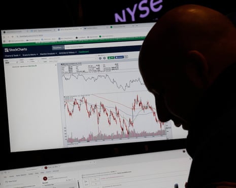 Line graph chart with the logo NYSE (New York Securities Exchange) in the background