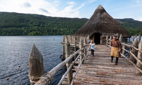 The Scottish Crannog Centre’s replica roundhouse, which burned down in 2021