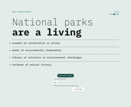 Slide 03 of most common phrases of QR codes responses at national parks. Guardian Design
