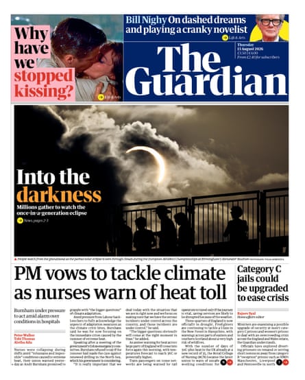 The Guardian front page 13 August 2026