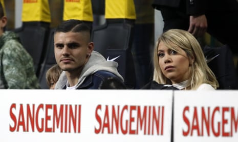 Inter’s Mauro Icardi sat in the stands with his wife Wanda Nara as his side lost to Lazio.