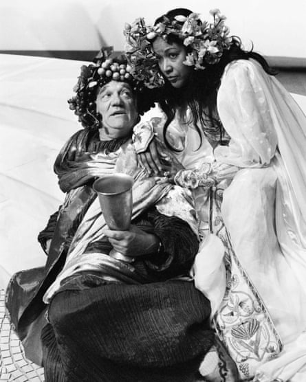 Christiane Eda-Pierre as Hero with Gabriel Bacquier, left, performs the role of Somarone, in Berlioz’s Béatrice et Bénédict in Lyon, 1981.