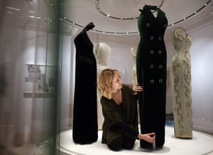 Some of the gowns are prepared for the exhibition.