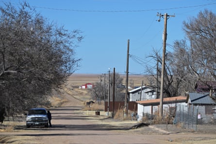 A street running through a small town.