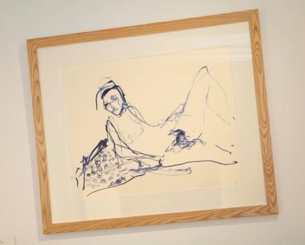 Sketch of a woman lying naked on her side