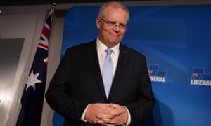 Australian Prime Minister Scott Morrison waits to address media at the Liberal Party Wentworth by-election function in Double Bay