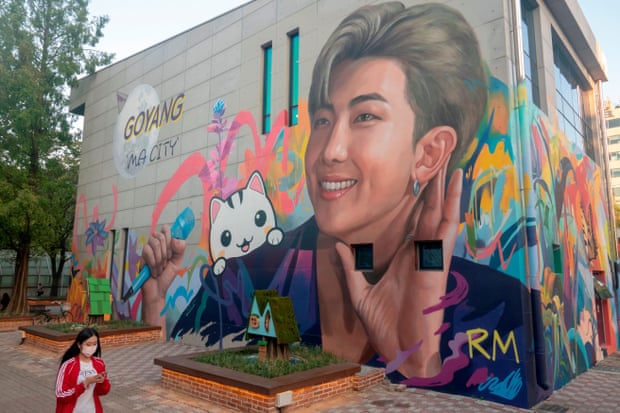 A mural celebrating RM, lead singer of K-pop band BTS, in his hometown of Goyang.