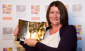 Patricia Davies collects her award for headteacher of the year in October 2011. 