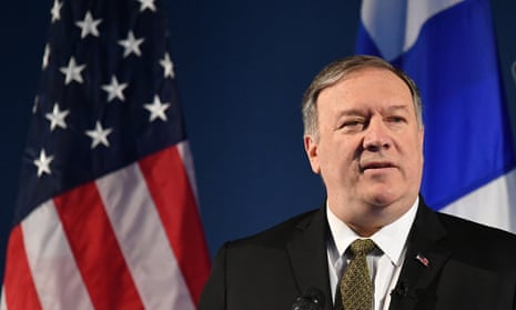 The US secretary of state, Mike Pompeo, speaks on Arctic policy at the Lappi Areena in Rovaniemi, Finland, on Monday.