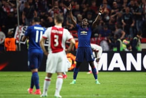 Paul Pogba celebrates as the final whistle goes.