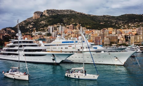 Luxury yachts moored in Monaco.