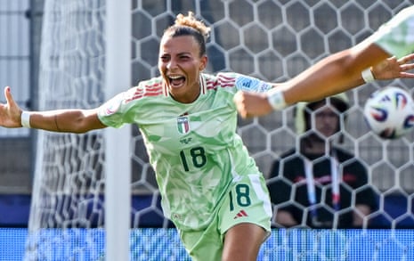 Arianna Caruso celebrates after scoring what turned out to be the only goal of the game in Italy’s win over Belgium.