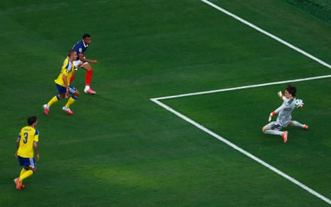 France's Kylian Mbappe scores his second