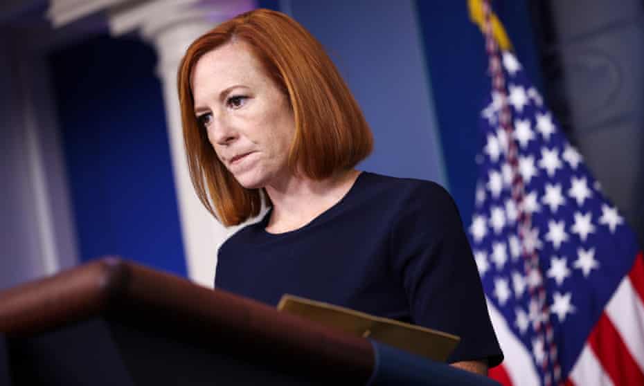Jen Psaki speaks during a press briefing at the White House.