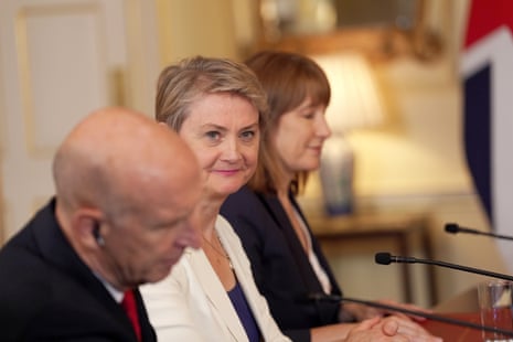 Yvette Cooper at the UK-France summit in Downing Street yesterday.