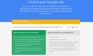 Google signed-out ad control settings
