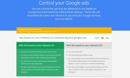 Google signed-out ad control settings