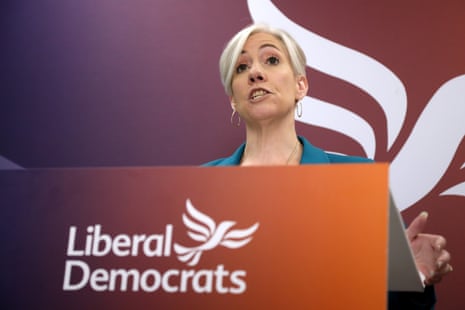 Daisy Cooper holding her press conference.