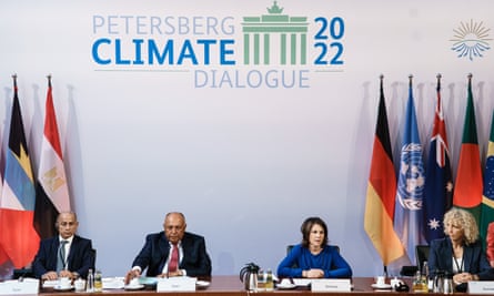 Special Representative to COP27 President Wael Aboulmagd, far left. One of the biggest criticisms of Cop26 last year was its failure to make meaningful progress on climate finance.